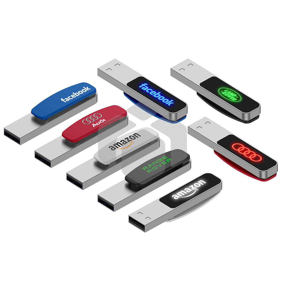 Mini USB con clip y luz LED
