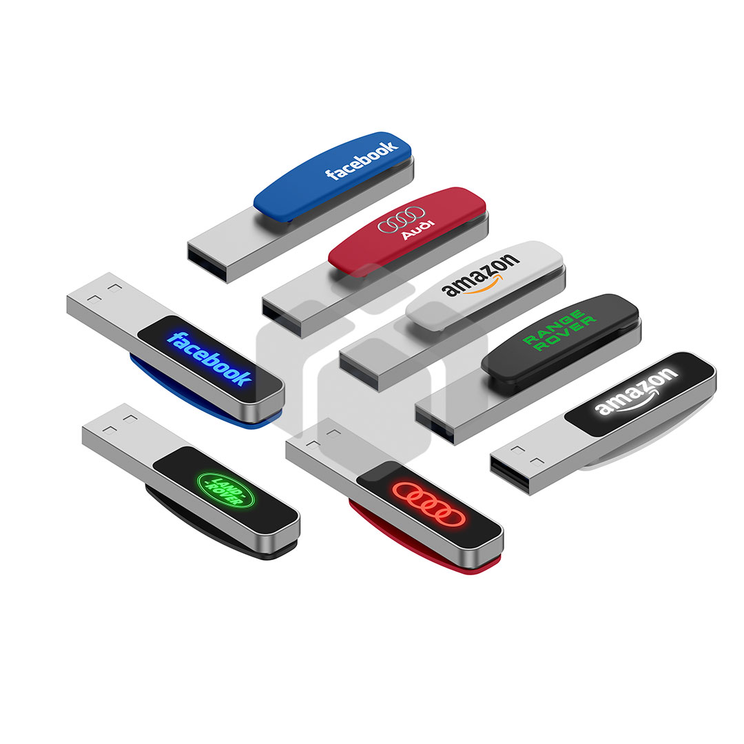 Mini USB con clip y luz LED