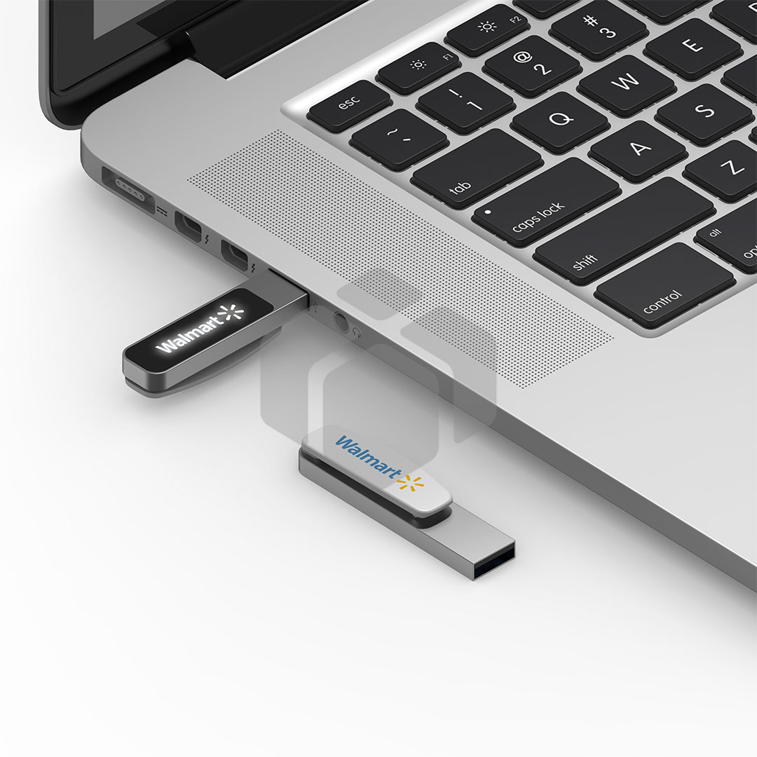 Mini USB con clip y luz LED