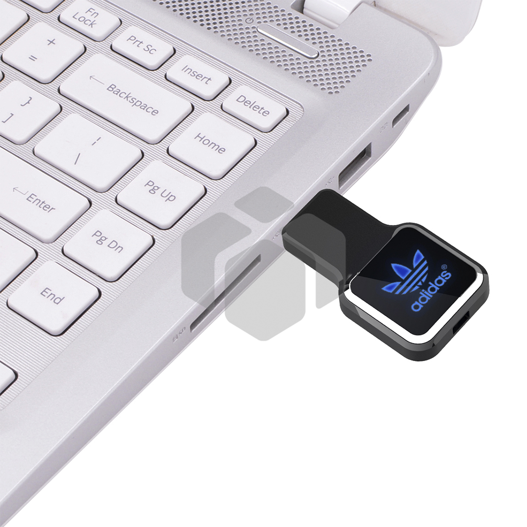 Memoria USB LED Fondo Negro Retractil