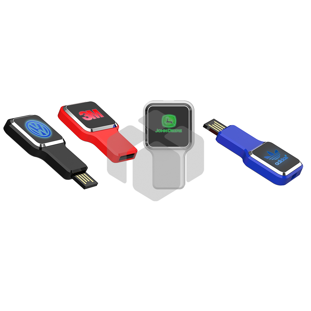 Memoria USB LED Fondo Negro Retractil