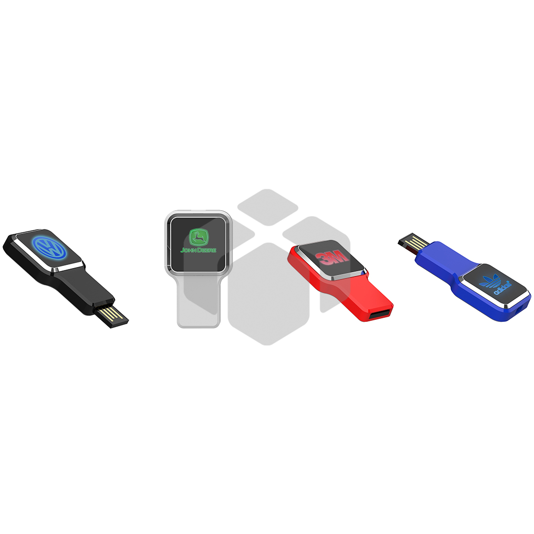 Memoria USB LED Fondo Negro Retractil