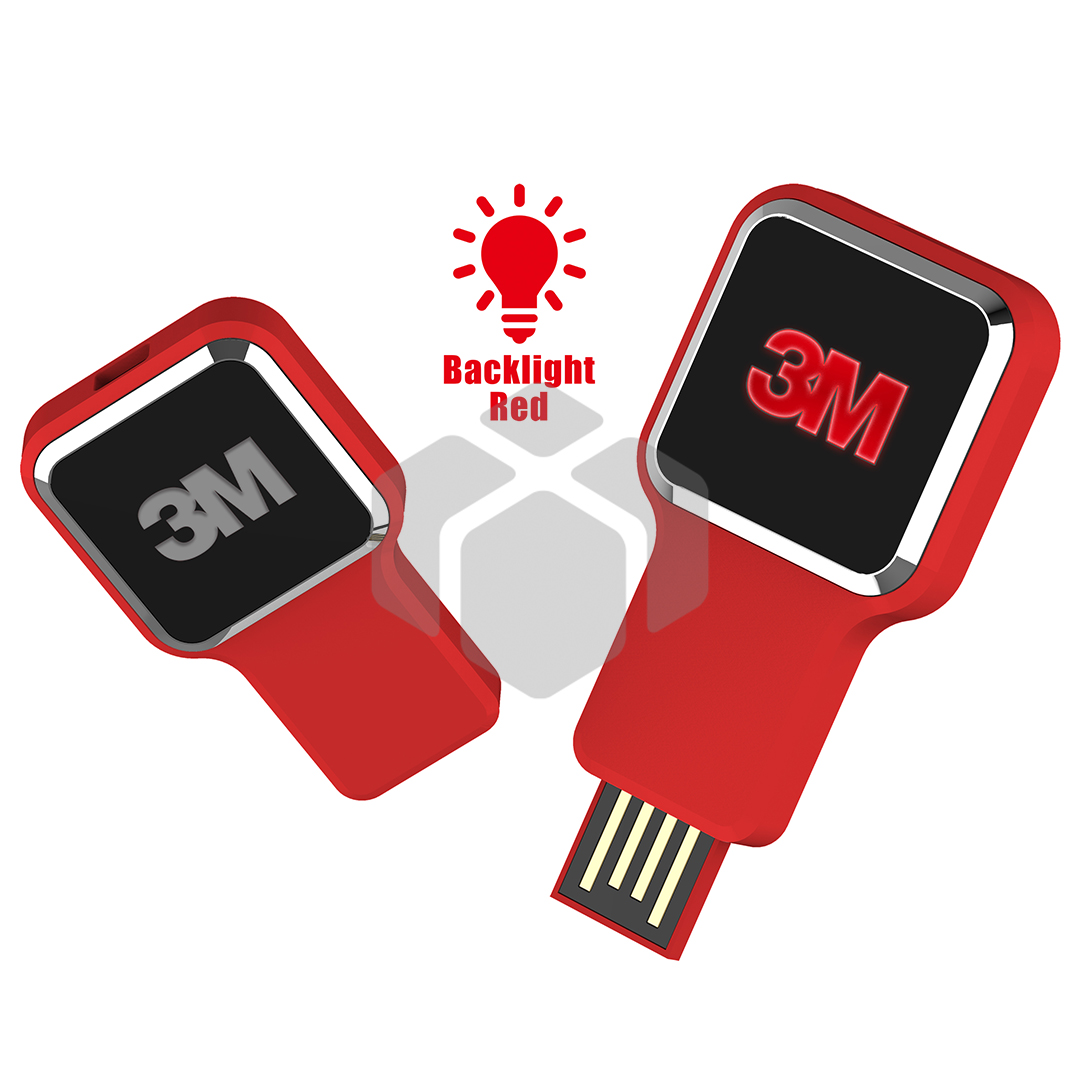 Memoria USB LED Fondo Negro Retractil