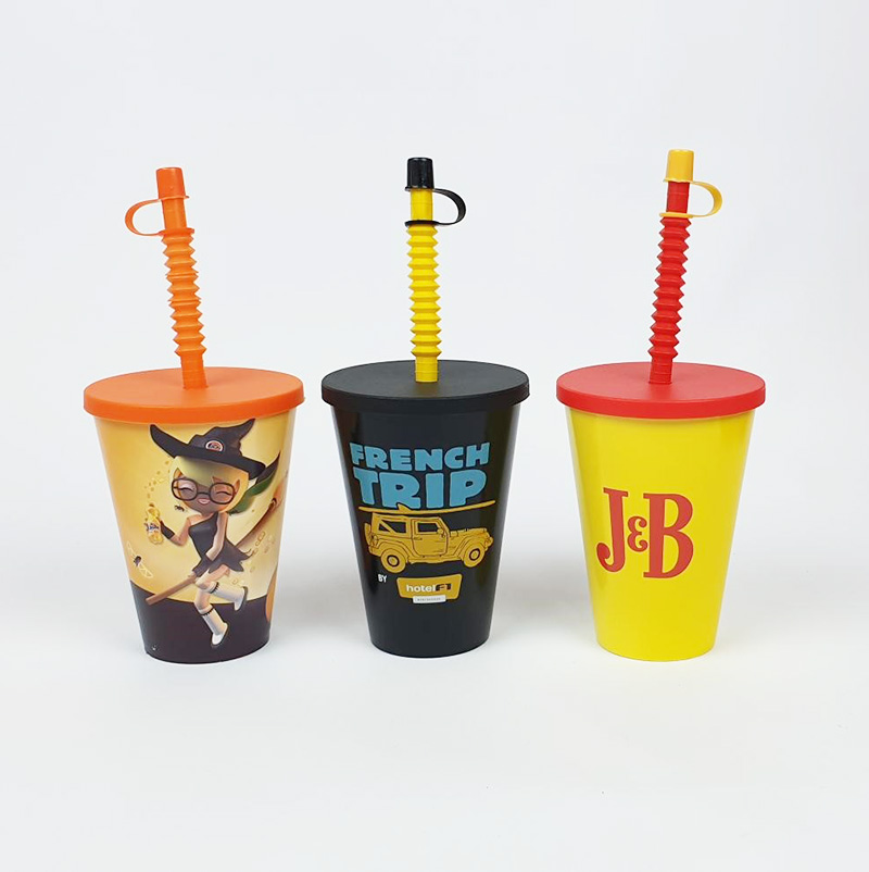 Vaso 440 ml IML + Tapa + Caña + Tapón