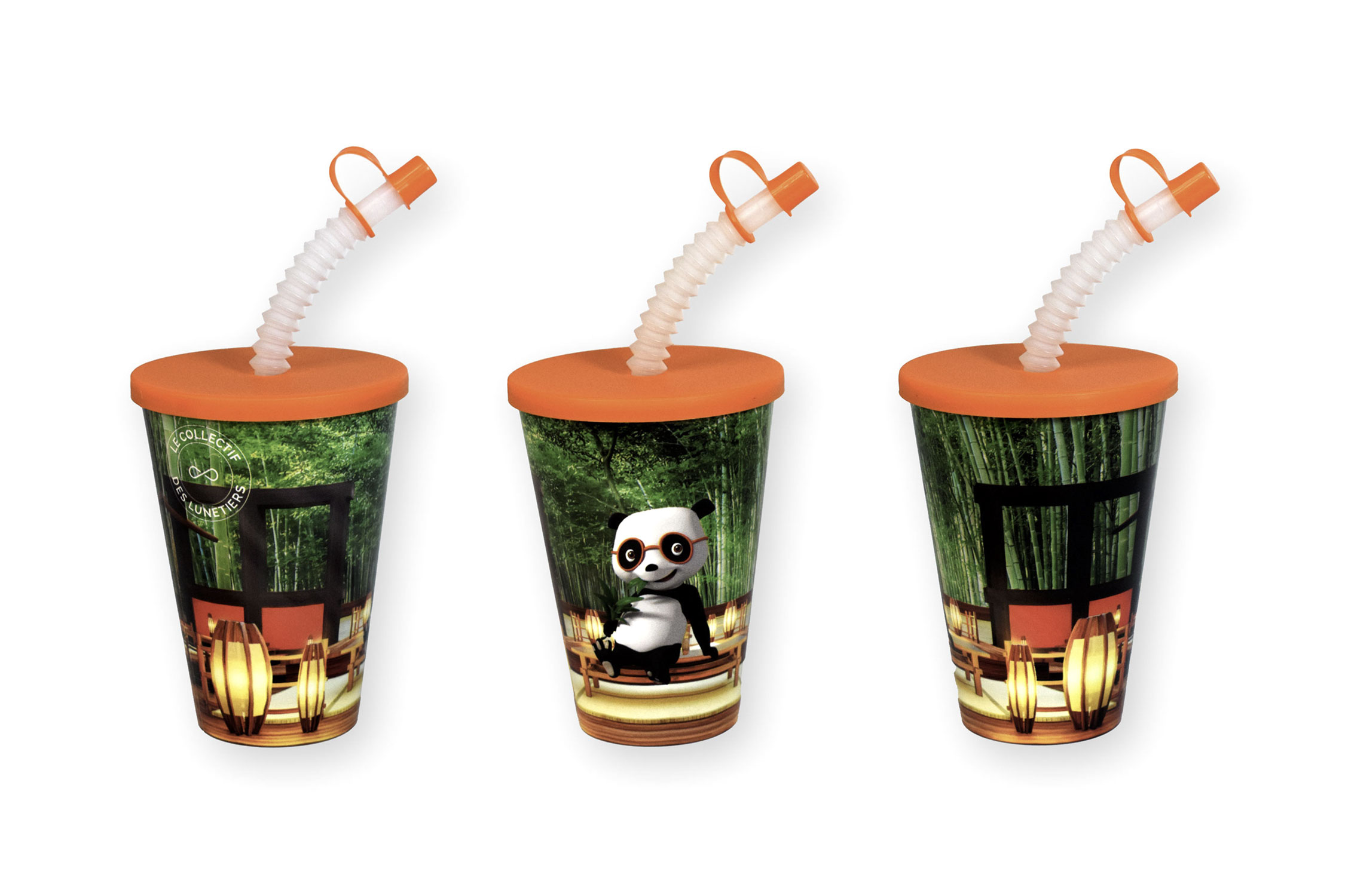 Vaso 440 ml IML + Tapa + Caña + Tapón