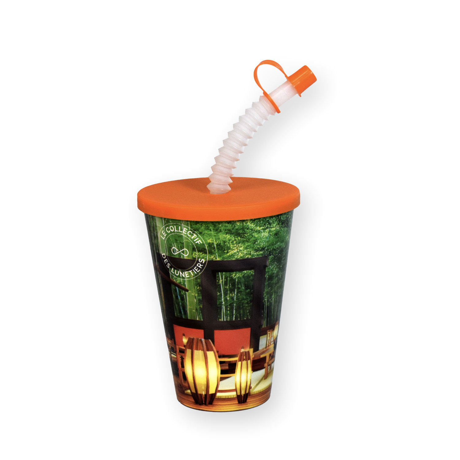 Vaso 440 ml IML + Tapa + Caña + Tapón