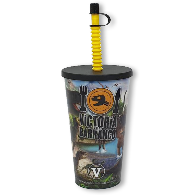 Vaso 600 ml IML + Tapa + Caña + Tapón