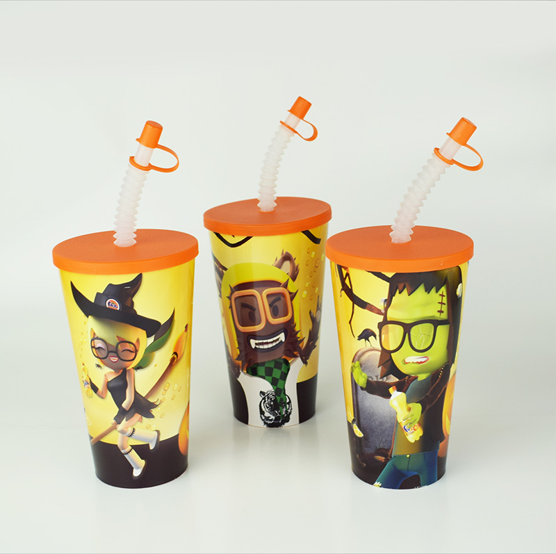 Vaso 600 ml IML + Tapa + Caña + Tapón