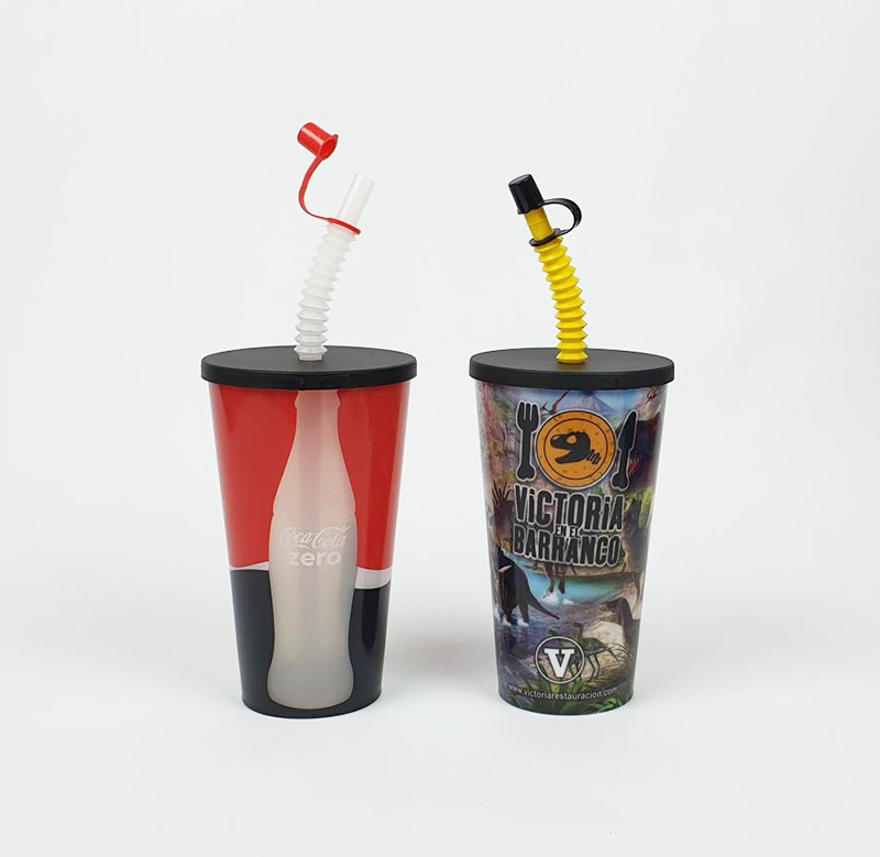 Vaso 600 ml IML + Tapa + Caña + Tapón