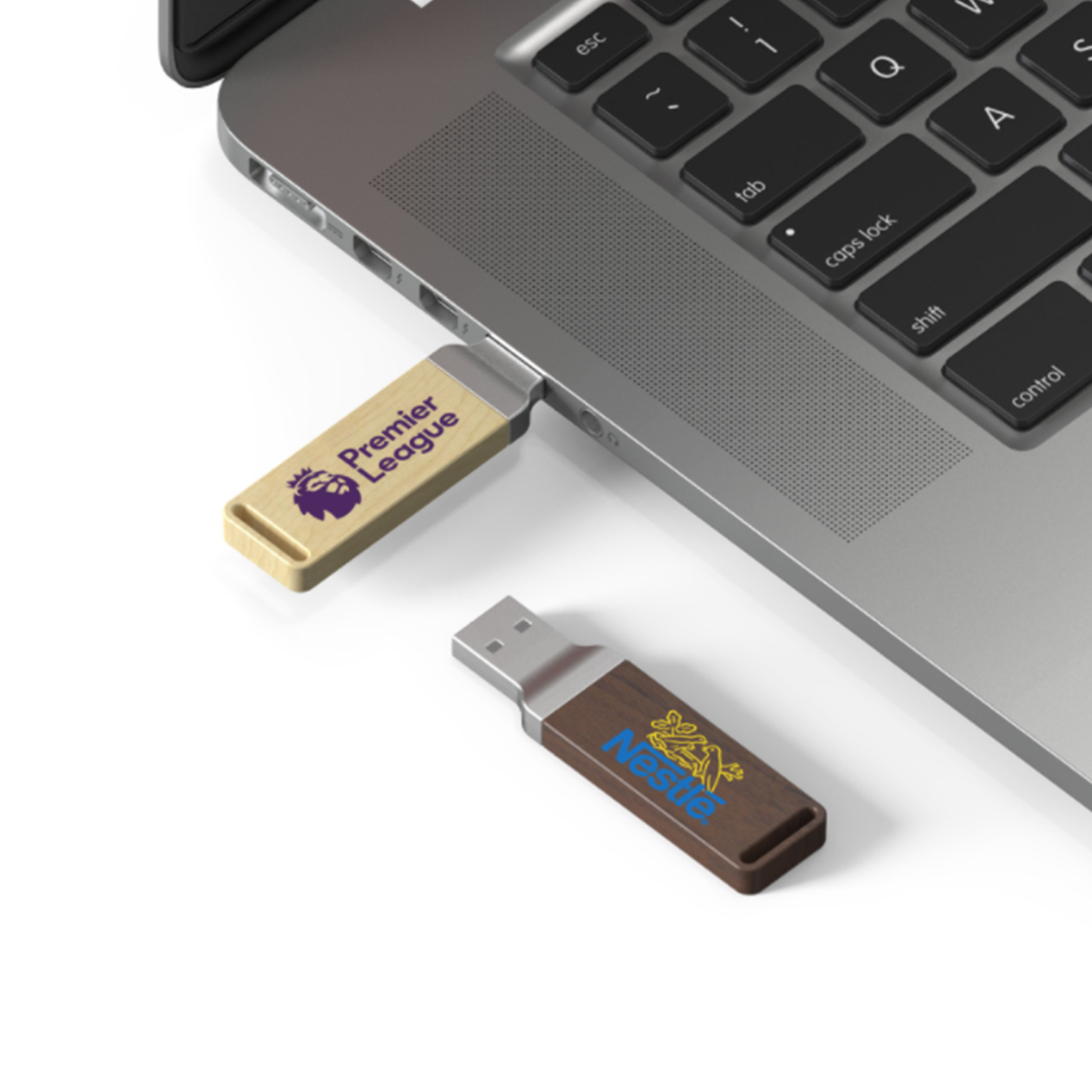 Memoria USB ecologica con cuerpo de madera aleación de zinc