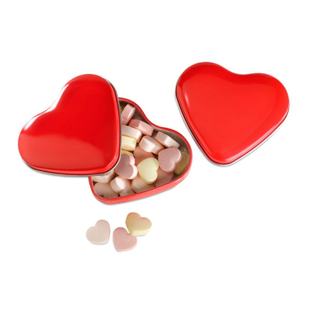 Lata de caramelos y bombones con forma de corazón