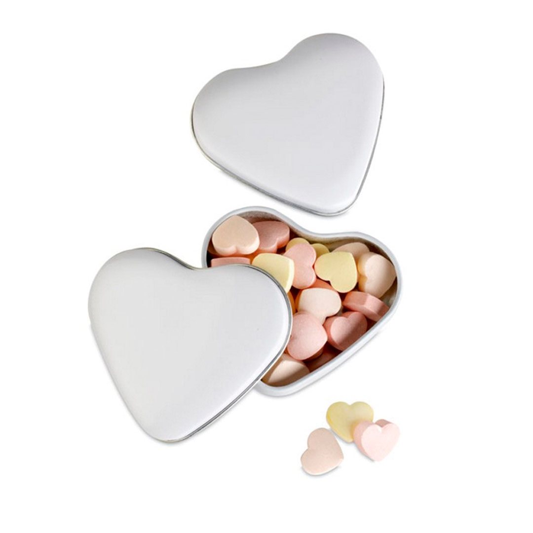 Lata de caramelos y bombones con forma de corazón