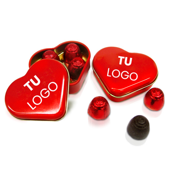 Lata de caramelos y bombones con forma de corazón