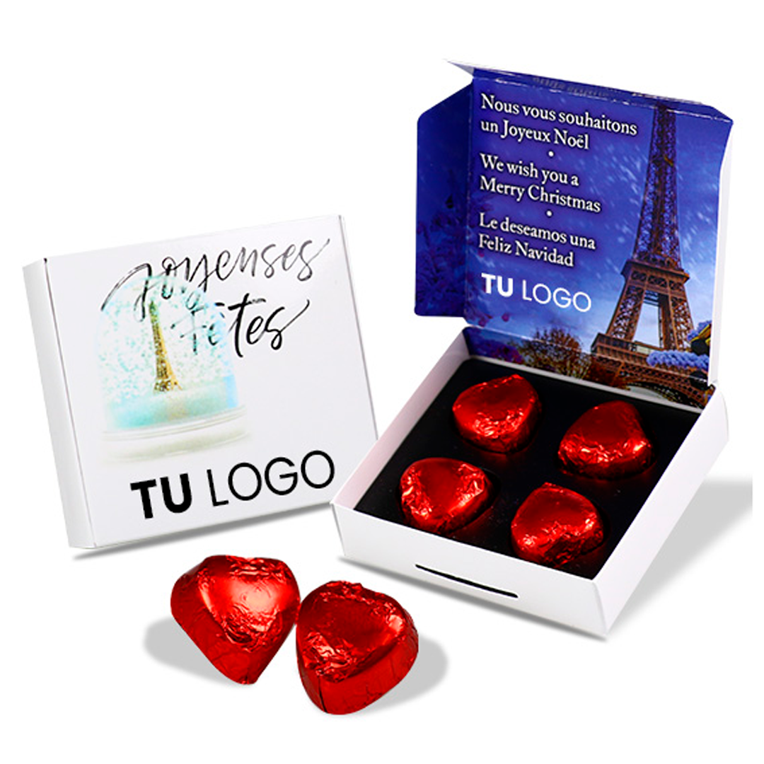 Caja con 4 bombones corazón