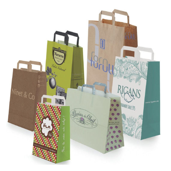 Bolsas de papel personalizadas con asas planas