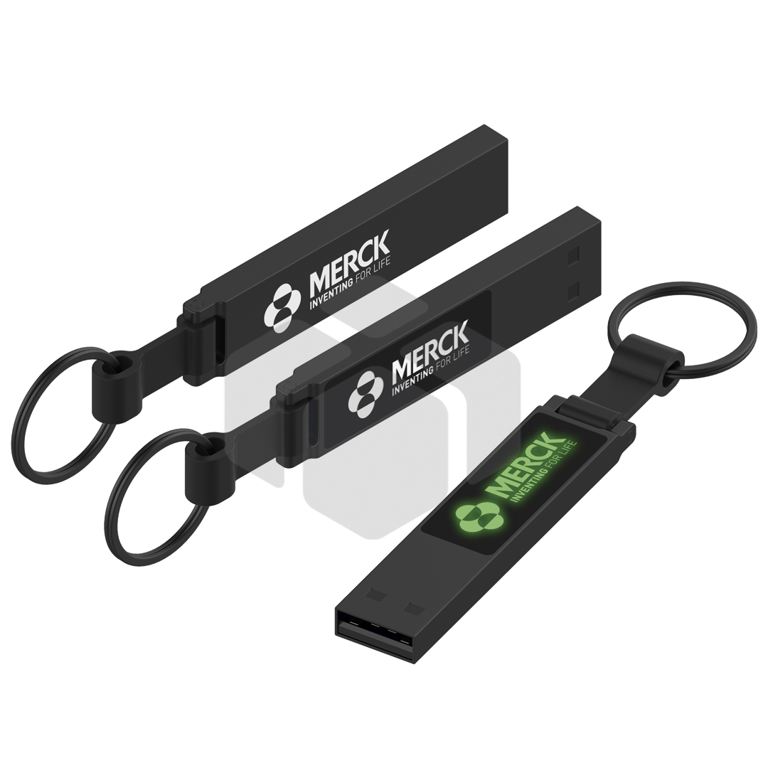 Memoria USB LED de metal con llavero de silicona