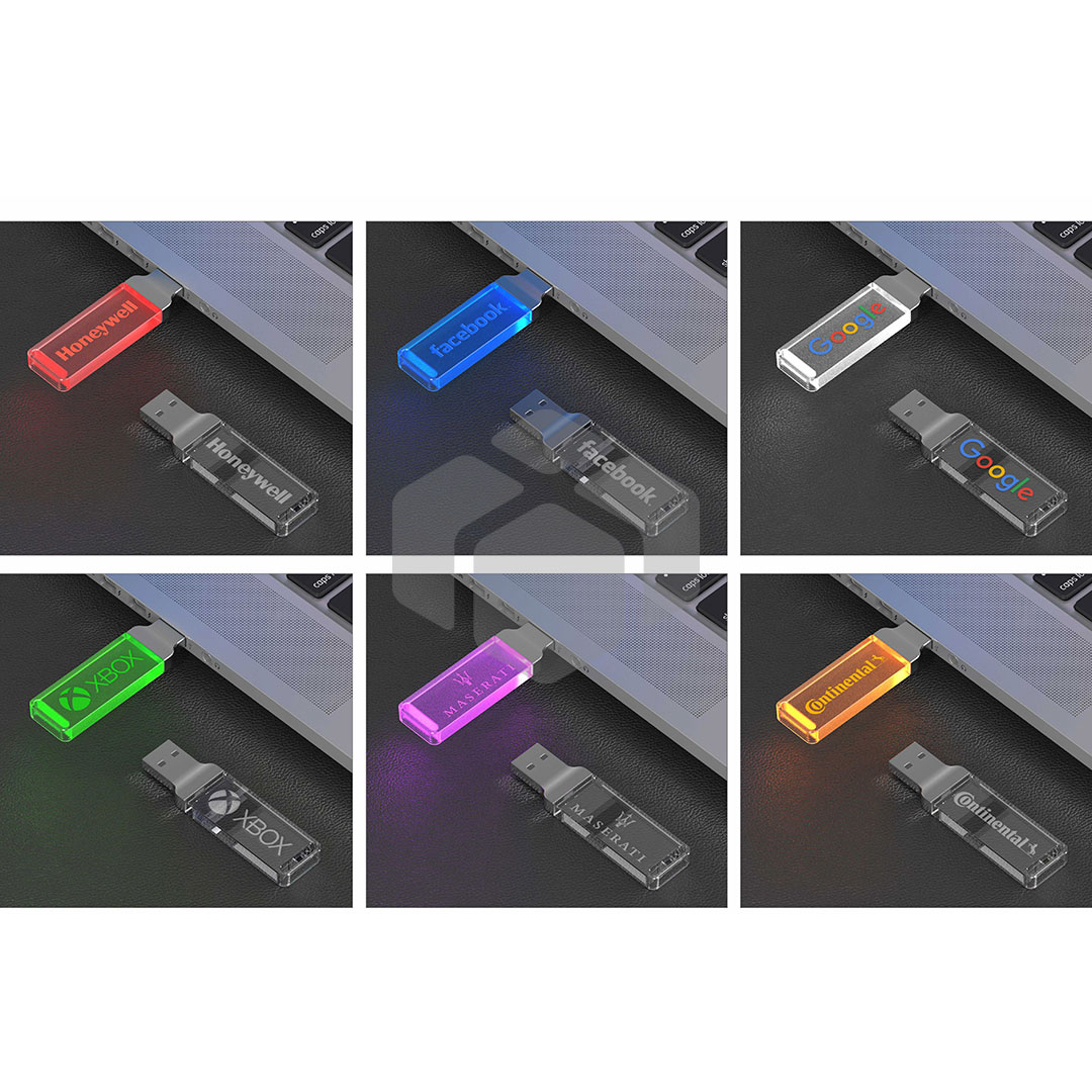 Memoria USB Slim en acrílico con Led de color
