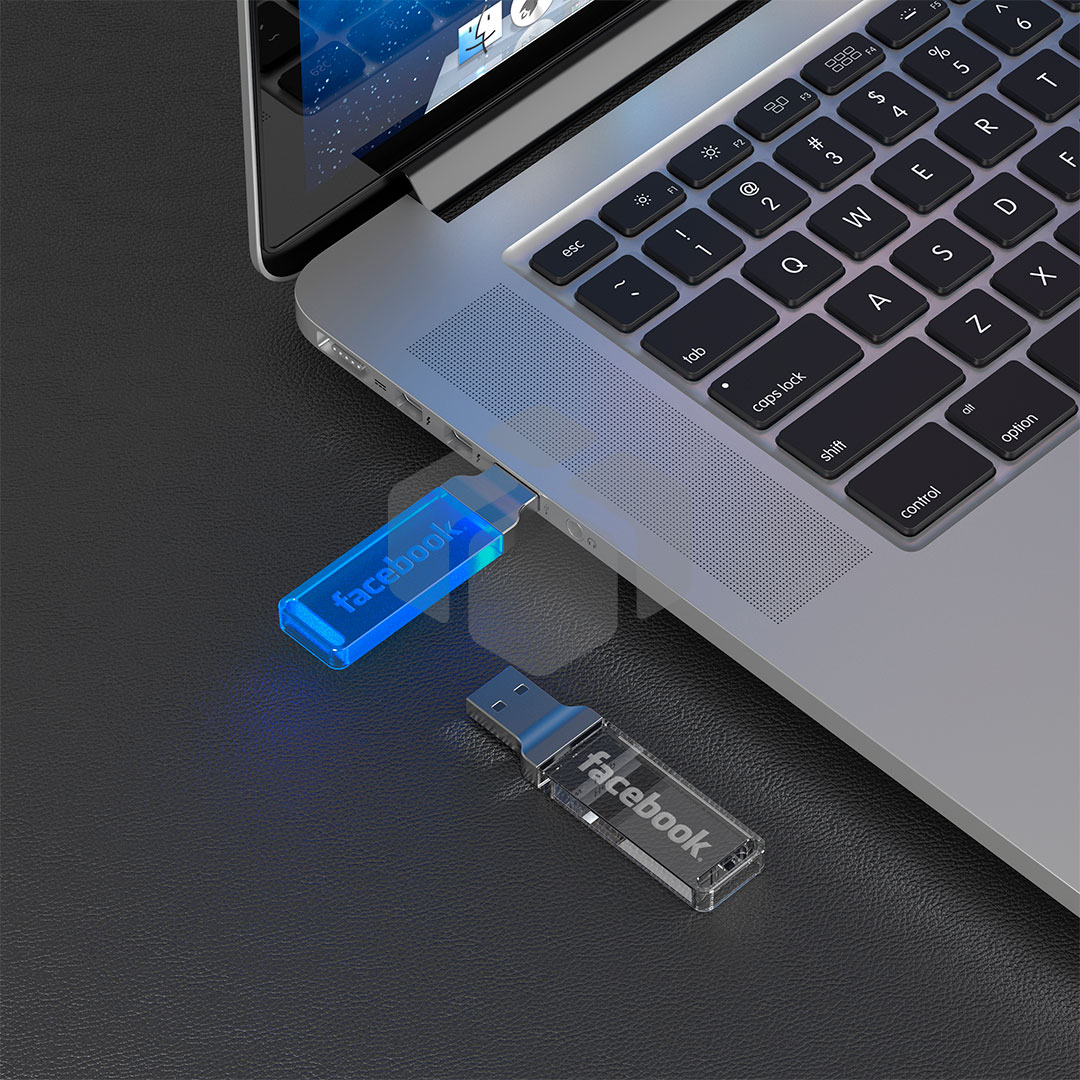 Memoria USB Slim en acrílico con Led de color