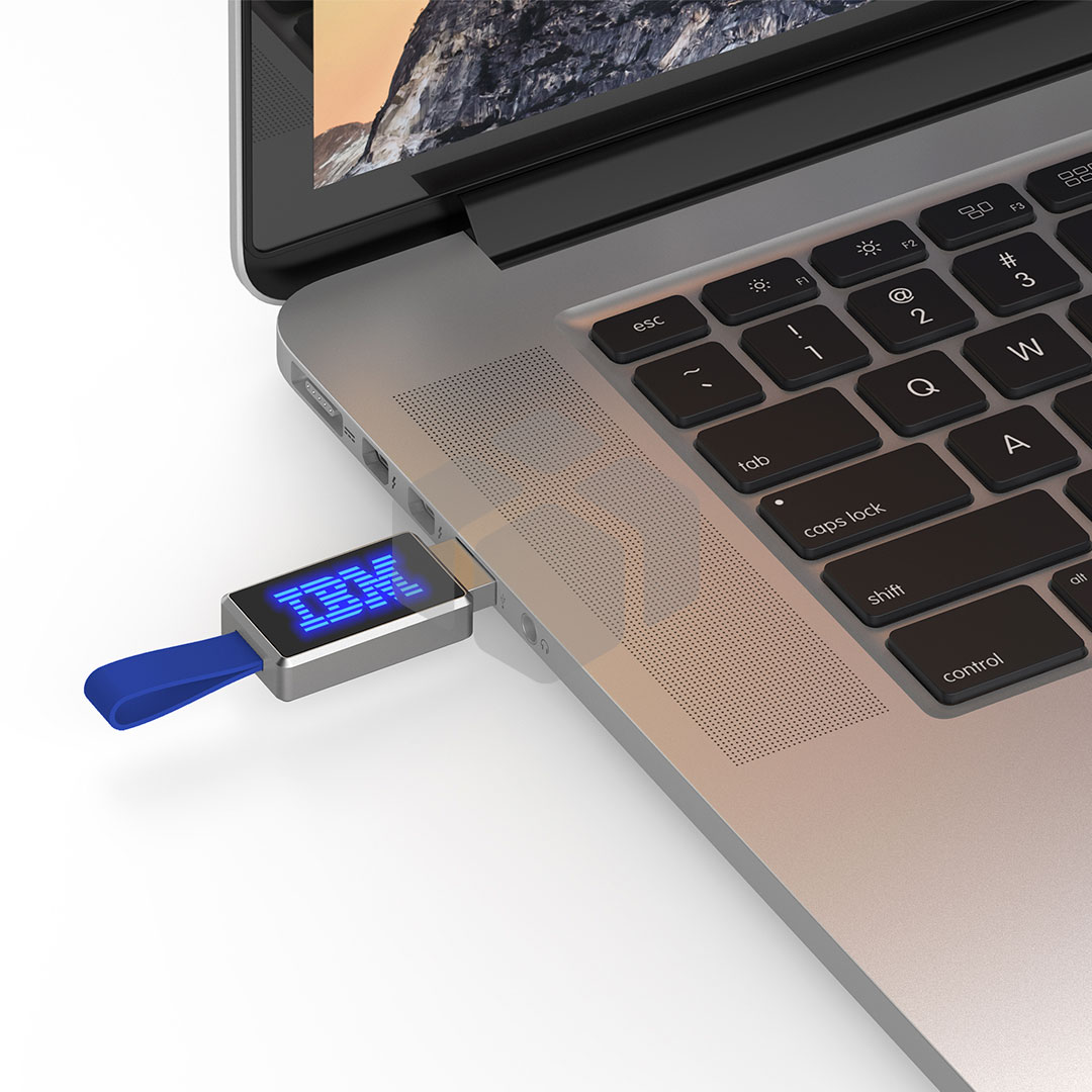 Memoria USB LED de metal con cordón de silicona