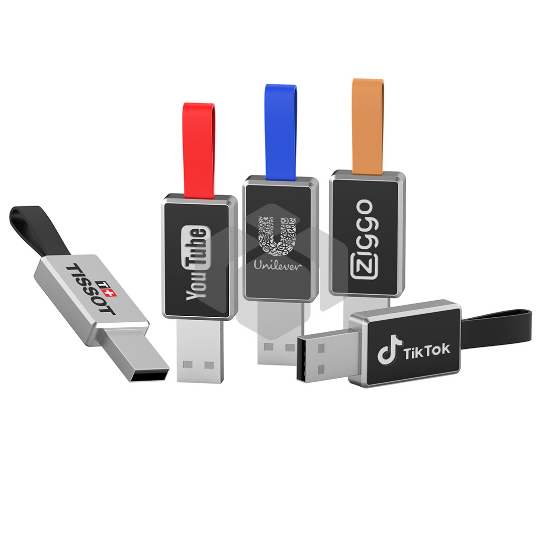 Memoria USB LED de metal con cordón de silicona