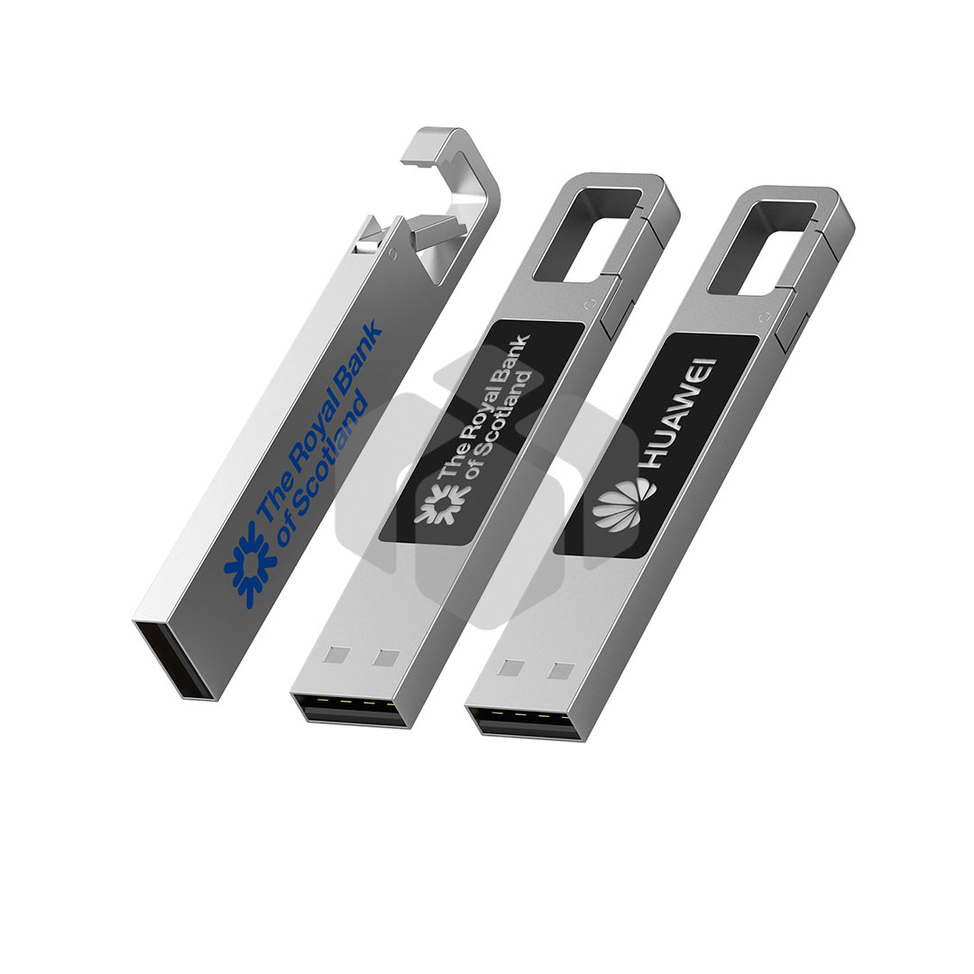 USB de metal con LED y gancho