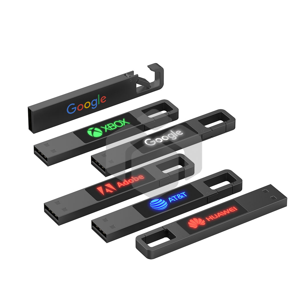 USB de metal con LED y gancho