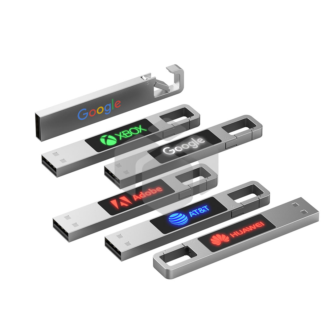 USB de metal con LED y gancho