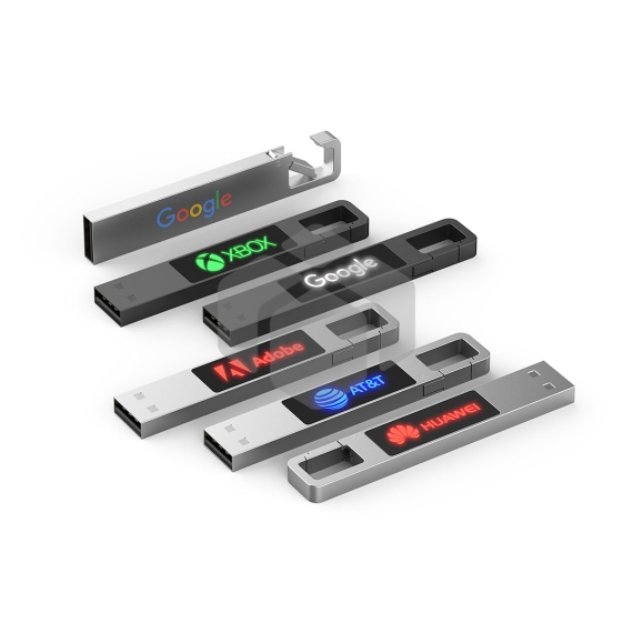 USB de metal con LED y gancho