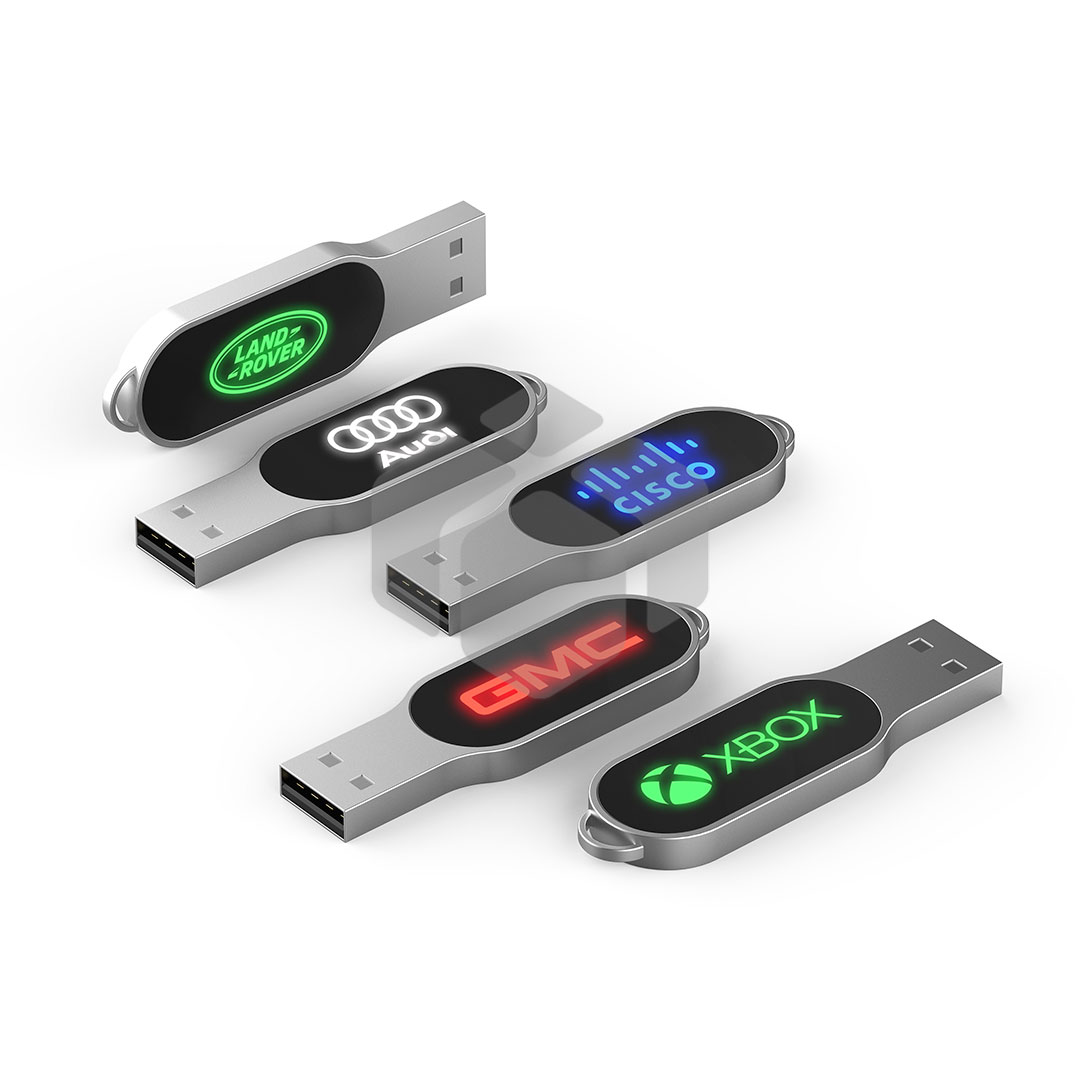 Memoria USB en forma de elipse con luz LED