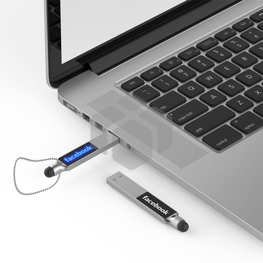 USB con LED y lápiz táctil